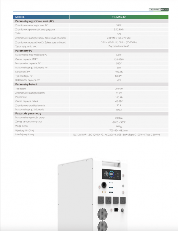 Magazyn energii 5.12 kWh | All-in-One z wbudowanym inwerterem i baterią LiFePO4 - obrazek 2
